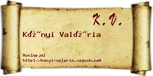 Kányi Valéria névjegykártya